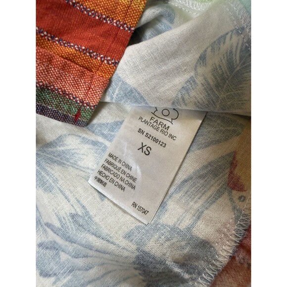 Farm Rio Bird Tropical Print Short Sleeve Button Shirt Size XS Linen Blend - Picture 4 of 10